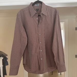 Men's - PAUL SMITH - English Designer Burgundy Stripe Cotton Shirt
